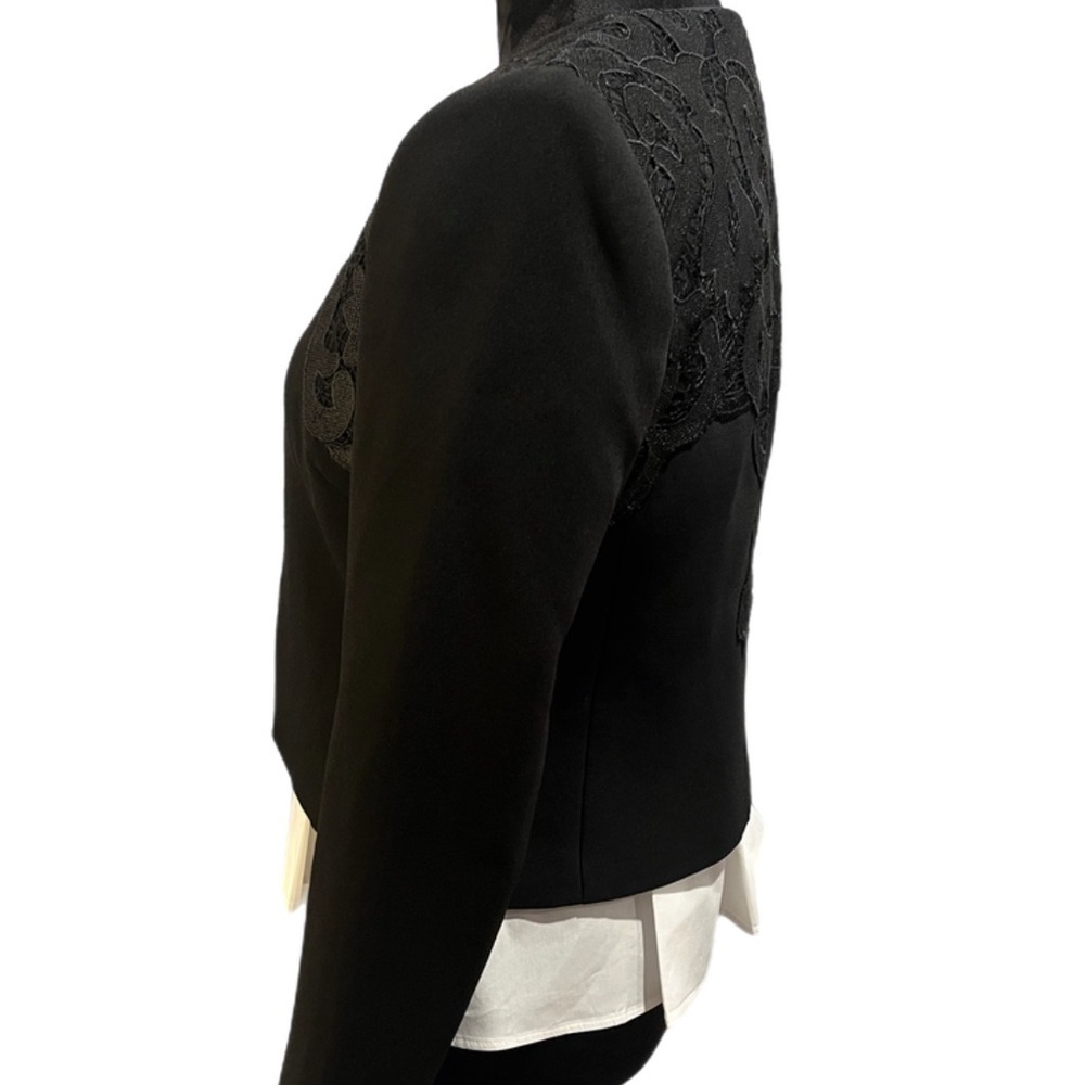 EUC Reiss Black Embroidered Arie Lace Panel Jacket- size 4 - Picture 4 of 10